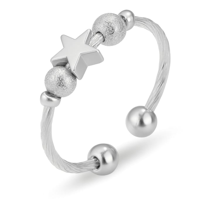 Anxiety Ring - (ster) - Stress Ring - Fidget Ring - Anxiety Ring For Finger - Draaibare Ring Dames - Spinning Ring - Spinner Ring - Zilverkleurig RVS