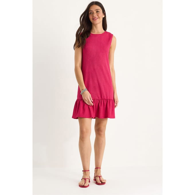 Gestructureerde Crêpe Midi-jurk met Rimpeldetail