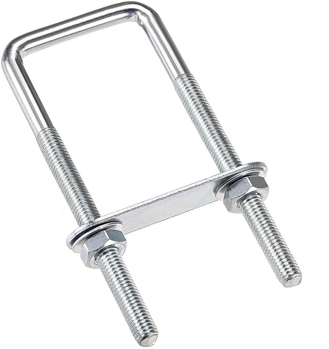 U-bouten, 40 mm binnenbreedte 120 mm lengte koolstofstaal M8 met moeren, frameplaat, ronde sluitringen