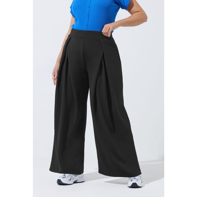 Limited Collection Zwarte Geplooide Broek Met Wijde Pijpen Size 48