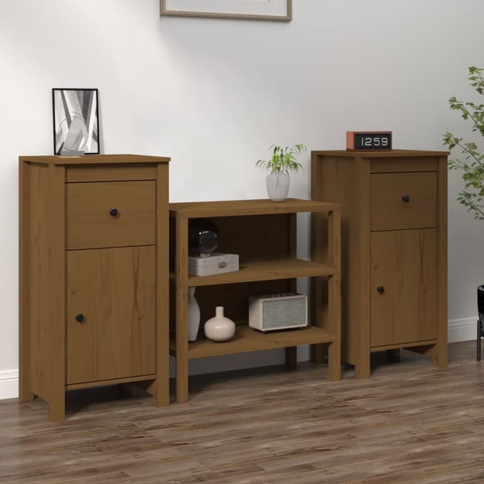 vidaXL - Dressoirs - 2 - st - 40x35x80 - cm - massief - grenenhout - honingbruin
