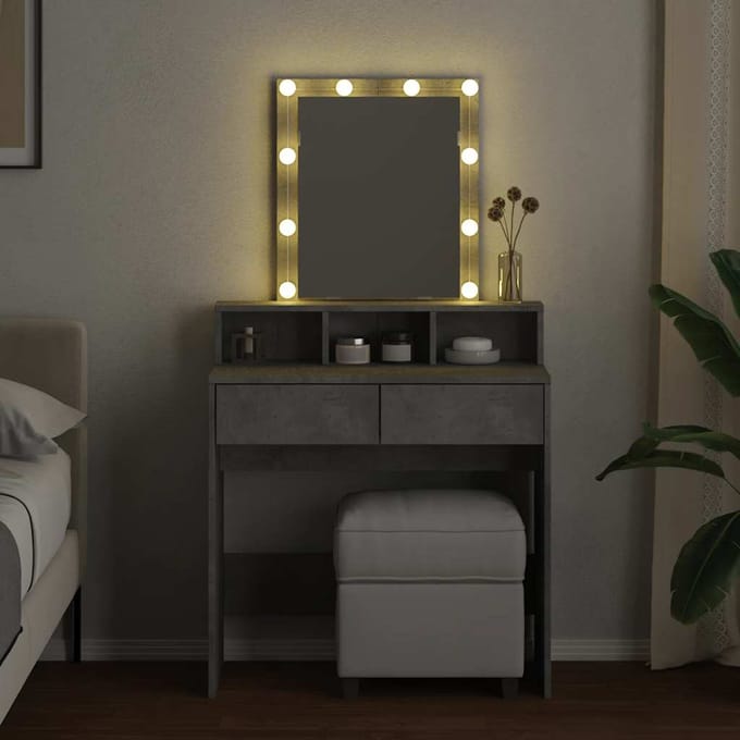 vidaXL - Kaptafel - met - LED - 80x41x144,5 - cm - betongrijs
