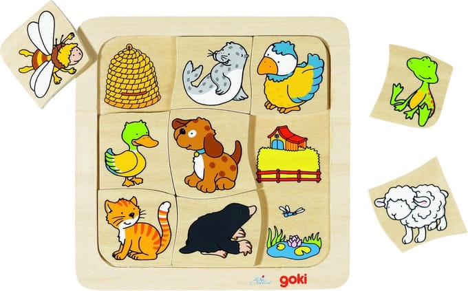 GOKI Legspel - Wie Leeft Waar? - Educatief - Hout - 9 Delen