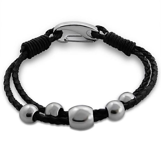 Montebello Armband Akasha - 316L Staal - Leer - Bedels - 20cm