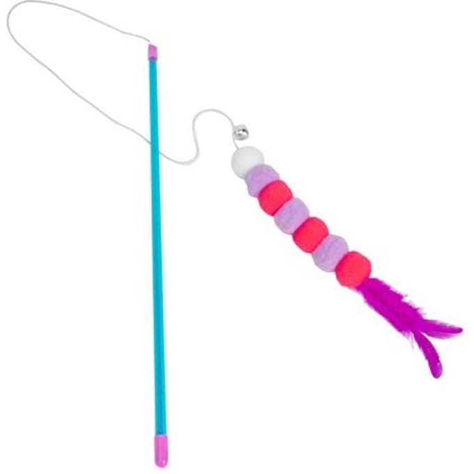 Jouet interactif pour chat avec corde rétractable et bâton amusant pour chat avec cloches et cordon élastique pour chatons violet