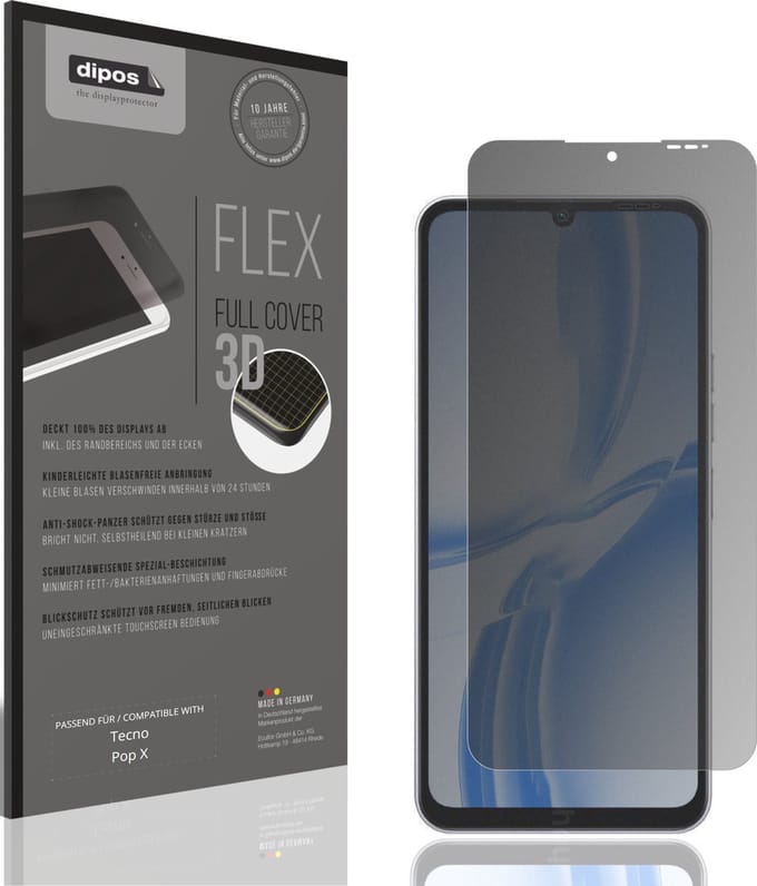 dipos FLEX – Matte Privacy Screenprotector geschikt voor Tecno Pop X | Volledige Schermbescherming | Case-Friendly
