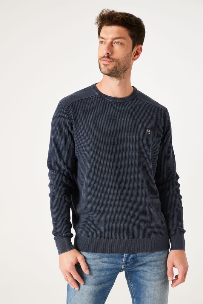 GARCIA Heren Effen Trui Blauw Lange mouw
