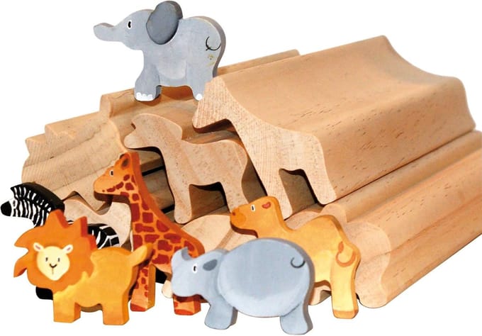 Houten Figuren - Dieren Set - Spel en Decoratie - Set van 6 - 30 cm - Niet gespecificeerd