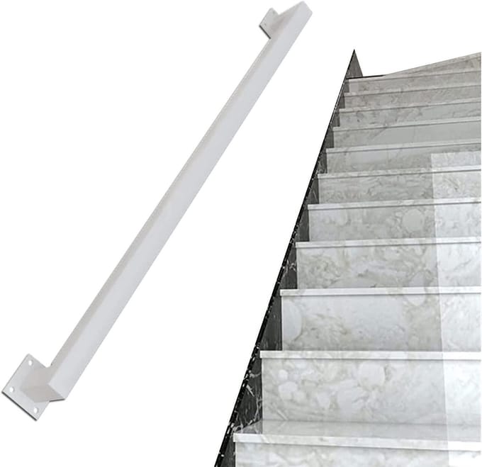 Smeedijzeren Trapleuning - Wandmontage Reling - Veilig Traplopen - Stevig Smeedijzer - 200 cm - Wit