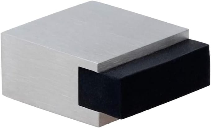 Zelfklevende Deurstopper Zwart Rubber | Mini Formaat 25 x 14 mm | Roestvrij Staal | Sterke Hechting