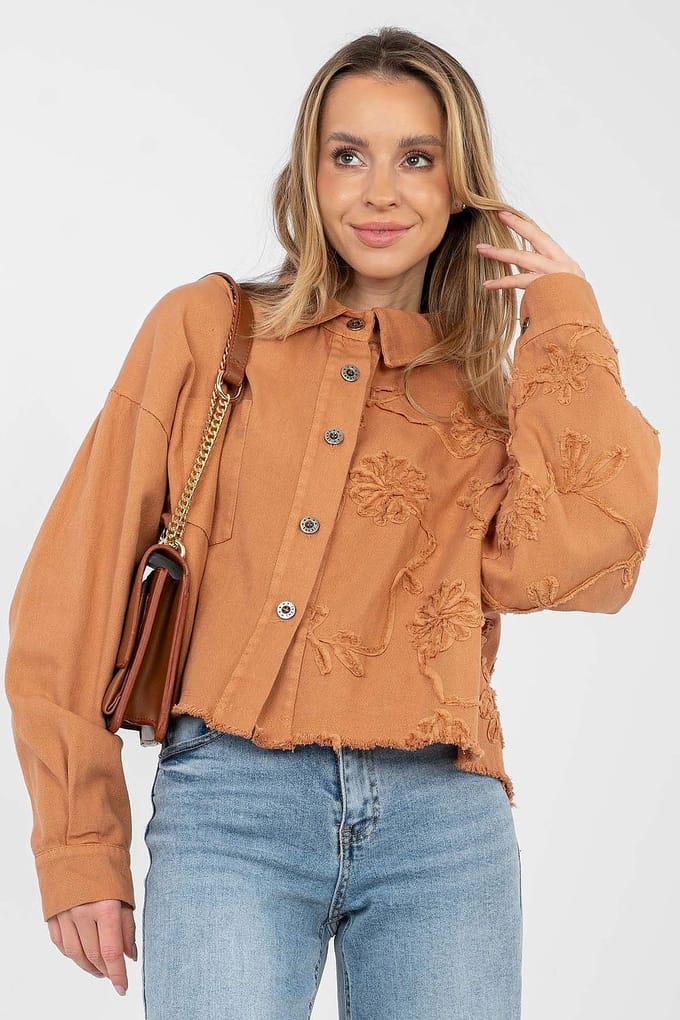 Flora Embroidered Jacket - Licht Perzik / One Size