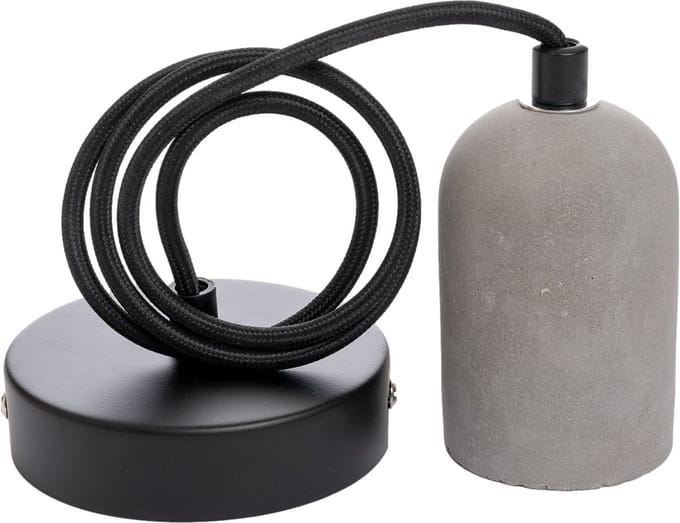 Specilights Pendel Beton Rond E27 - Cement fitting - Hanglamp met Strijkijzersnoer en Plafondkap