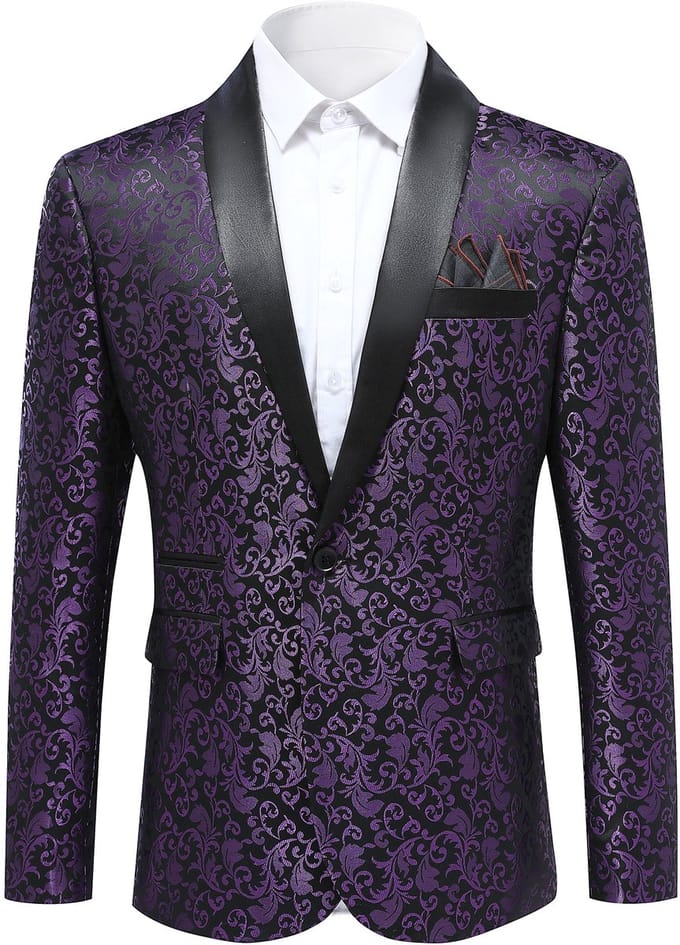 ALLTHEMEN Herren Jacquard Anzugjacke - Bloemenpatroon - S