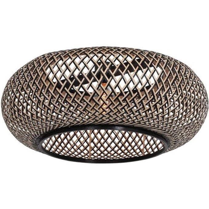 Bamboe lampenkap K2001HS Ø60cm zwart/naturel met E27 support - Modern ontwerp - Anne Light Home