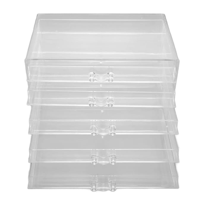 Boîte à bijoux en acrylique 5 tiroirs transparente anti-poussière amovible boîte de rangement organisateur pour boucles d'oreilles pour white