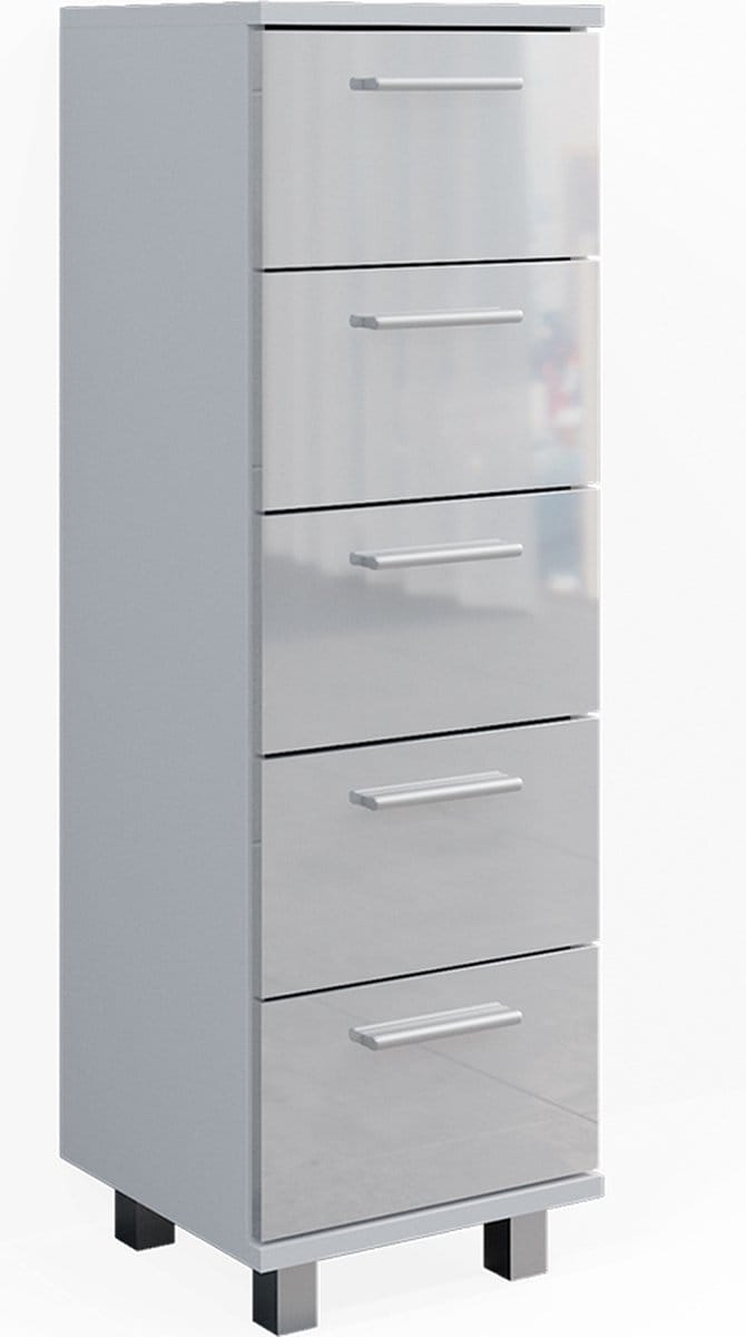 Vicco Ilias Badkamerkast – 30 x 95 cm Wit Hoogglans