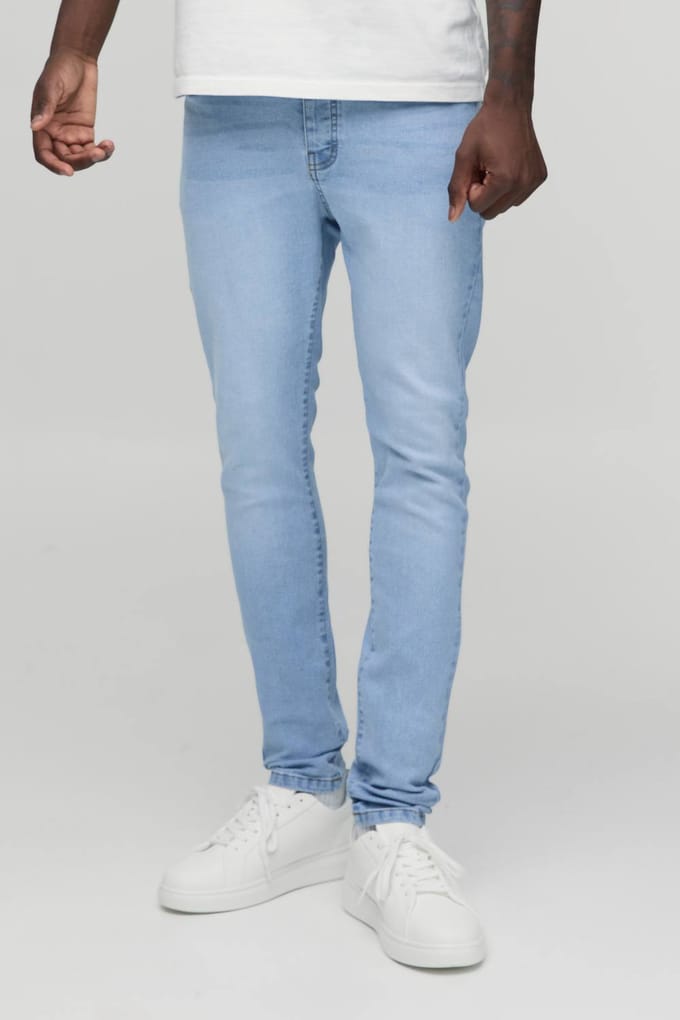 Essential Skinny Fit Stretch Washed Jeans | Light Blue | Size 48R