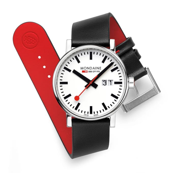 Mondaine MSE.40210.LB Evo2 Unisex Horloge Zwart Leer