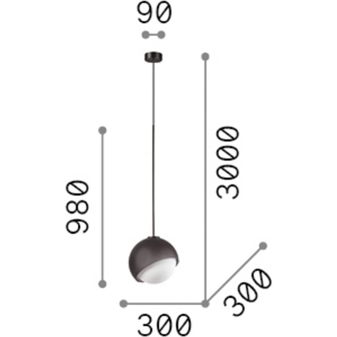 IDEAL LUX hanglamp Bloom, Ø 30 cm, messing, metaal/glas