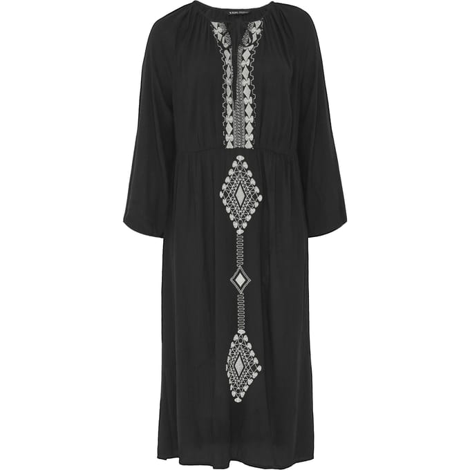 Yours Niimee Zwarte Maxikaftanjurk Van Crinklestofsize 42