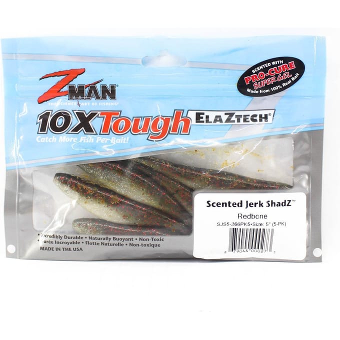 Zman Soft Lure Jerk ShadZ Geparfumeerd 5 Inch 5/Pack Rood Bot (0273)