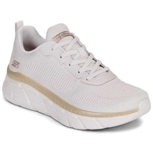 Skechers Bobs B Flex Hi Flying Dames Witte/Gouden Geëngineerde Breischoenen