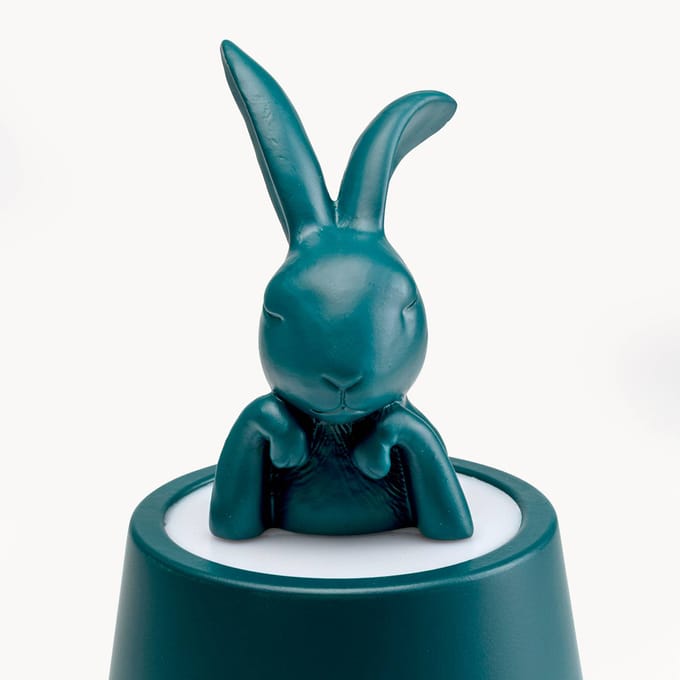 KARE LED-batterijlamp Animal Rabbit, petrol, IP54, 29 cm