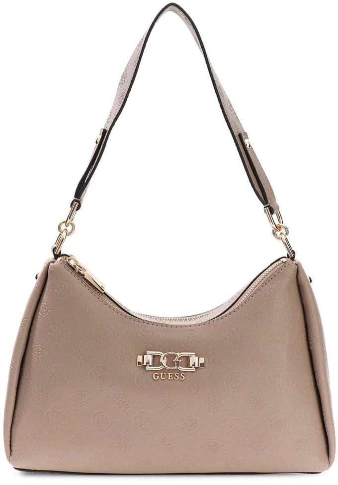 GUESS schoudertas Anise Double Zip Shoulder Bag Dark Taupe Logo