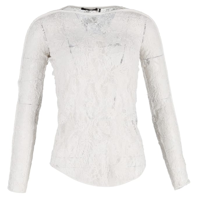 Isabel Marant blouse met bloemenkant in witte polyester