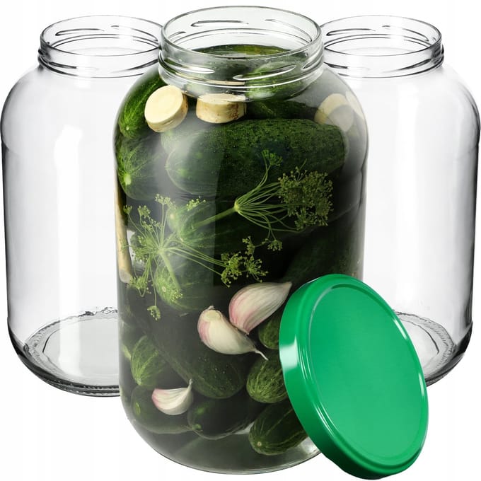 KADAX glazen container Brest 4L 100mm + groene deksel 8st