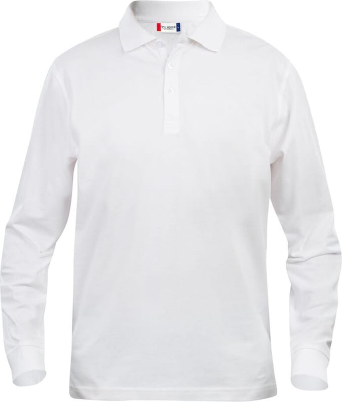 Clique Basic Polo L/S Junior 028233 - Wit - 90-100