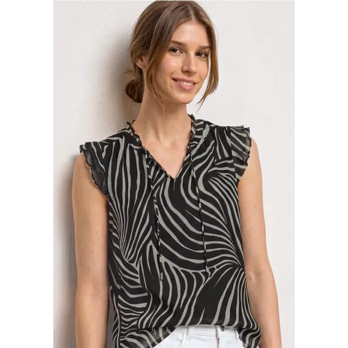 Chiffon bloes met gespleten hals