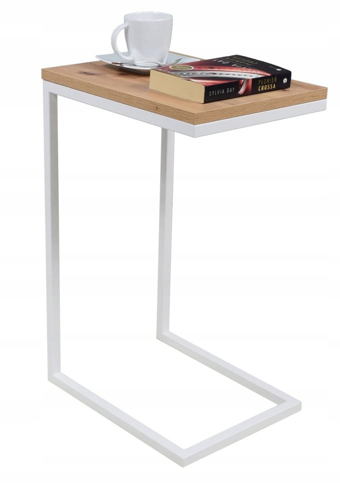 FutuStal Stolik - Bijzettafel - Wit Mat - Dąb Artisan