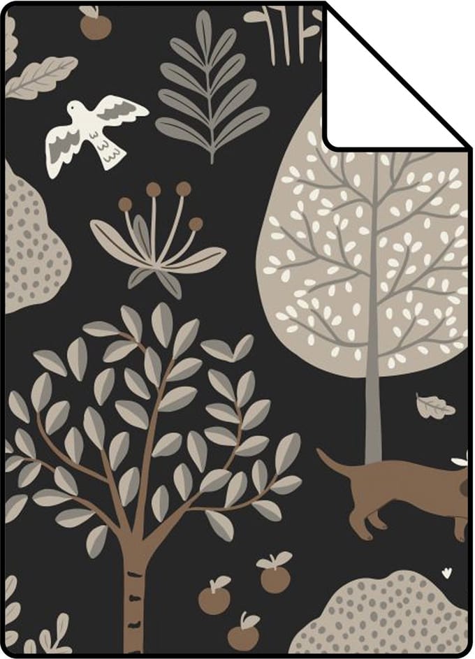 Proefstaal ESTAhome behang honden zwart - 26.5 x 21 cm - 139714-S