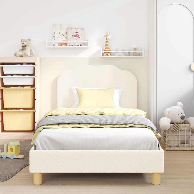 vidaXL - Kinderen - bedframe - met - hoofdboard - Crèmekleurig - 80 - x - 200 - cm