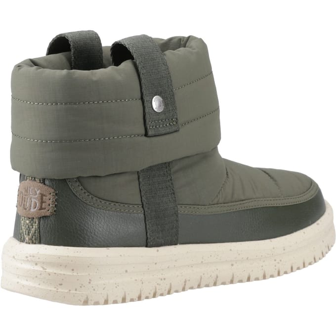 HEYDUDE Camden Cuff Nylon Quilt Nylon Dames Donkergroene Winter Enkelboots