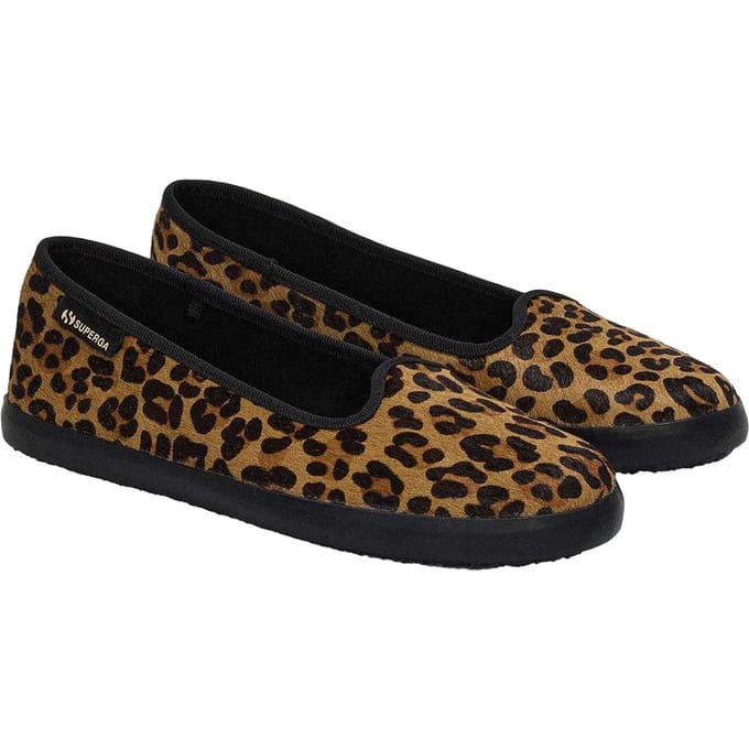 Superga Dames/Dames 2441 Ballerina's van luipaardprint leer kalfshaar (Bruin/zwart)