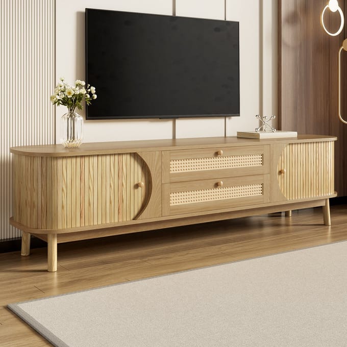 REDOM - TV-meubel - MDF - met deuren - 170 x 46 x 39,5 cm Natural