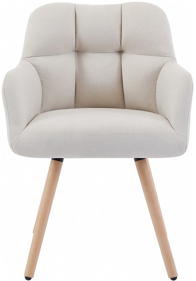Vente-unique Set van 2 stoelen met armleuningen - Stof en beukenhout - Beige - PEGA