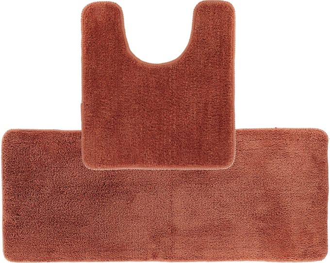 Tendance Badkamer Matten set Aquarius - roestbruin - extra lang - hoogpolig - microfiber