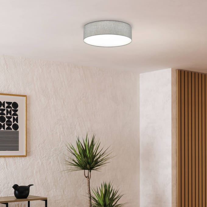 EGLO Grijze plafondlamp Pasteri met linnen kap 57 cm