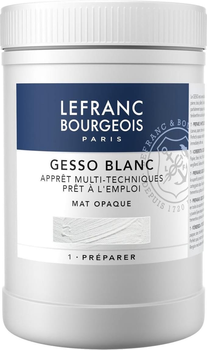 Gesso Wit 1 Liter - Primer - Basis ondergrond - Olieverf - Acrylverf