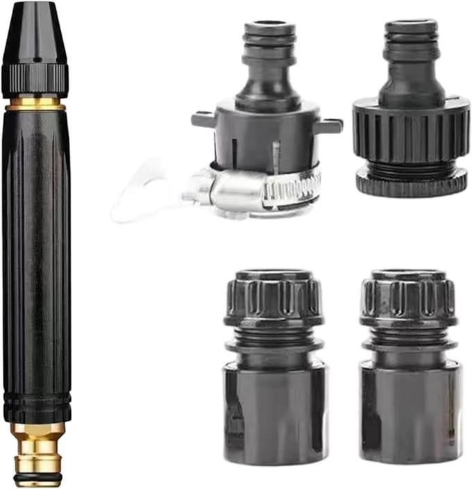 Hogedruk Slangsproeier - Watersproeier Multifunctioneel - Buiten Reinigen - Ingebouwde Booster - 18 cm Lengte - Grijs