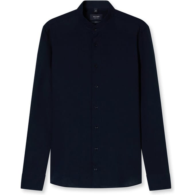 OLYMP Signature Casual Overhemd, Tailored Fit, Opstaande kraag, Blauw