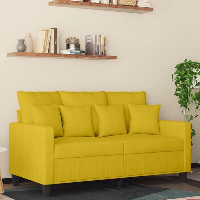 vidaXL - Tweezitsbank - 120 - cm - fluweel - geel