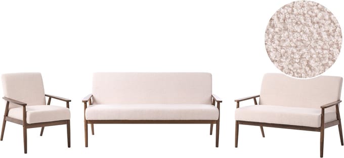 ESRUM - Bankenset - Beige/Donkerbruin - Bouclé
