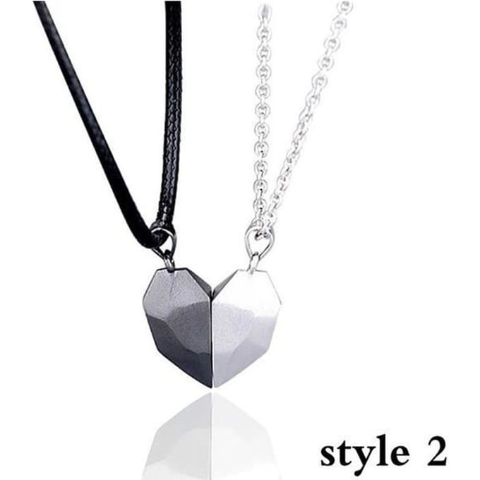 Collier - Mode - Coeur Magnétique - Métal - Saint Valentin - Style 2 black