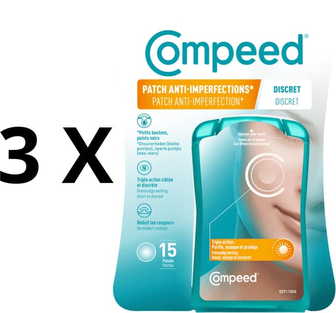 Compeed® Patch Anti-imperfection* Discreet | Hydrocolloïde patch | 3 x 15 patches