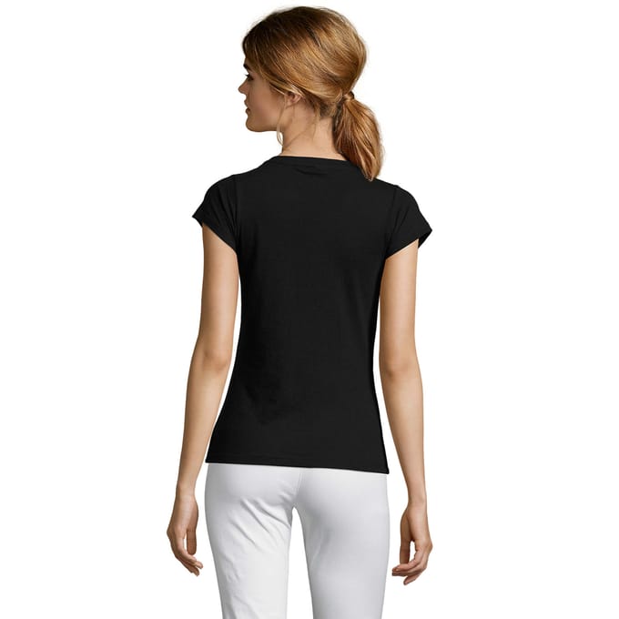 SOLS Dames/Dames Maan V Hals T-shirt (Diep zwart)