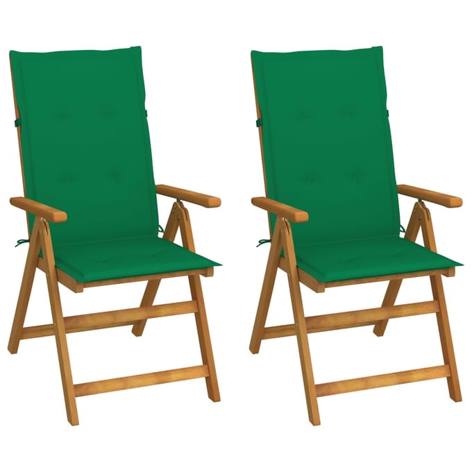 vidaXL - Inklapbare - stoelen - 2 - st - verstelbaar - met - kussens